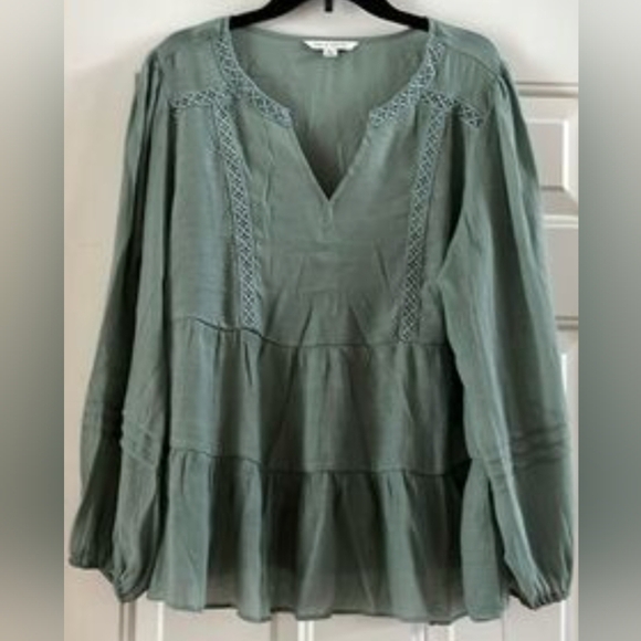 Zac & Rachel Lily Pad Green Flowy Tunic Blouse Size XL NWT MSRP $40 - Picture 1 of 6